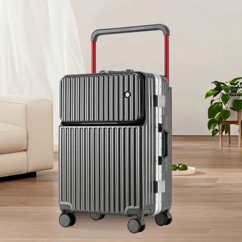 2025 New Unisex High-End Trolley Suitcase with Polyester Lining Waterproof Anti-Theft USB Interface Password Box