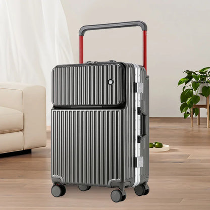 2025 New Unisex High-End Trolley Suitcase with Polyester Lining Waterproof Anti-Theft USB Interface Password Box