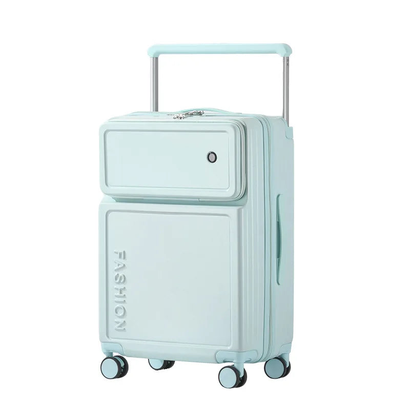 2025 New Large-Capacity Front-Opening Aluminum-Frame Spinner Suitcase ABS+PC Zipper Carry-On Luggage with Lock 20-28 Inch