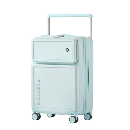 2025 New Large-Capacity Front-Opening Aluminum-Frame Spinner Suitcase ABS+PC Zipper Carry-On Luggage with Lock 20-28 Inch