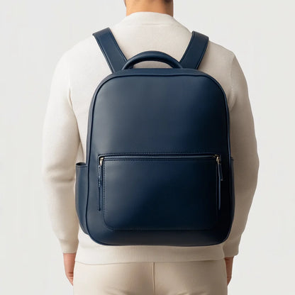 Design Genuine Cowhide Leather Large Laptop Backpack Personalized Business Men Backpack