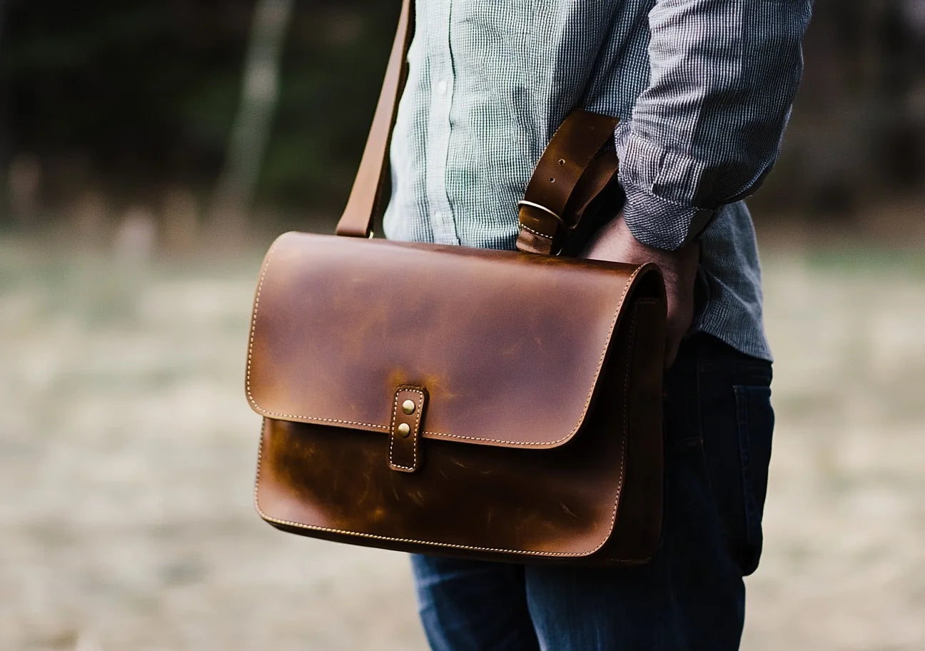 Men's Brown Real Leather Bag Genuine Leather Messenger Bag for Men