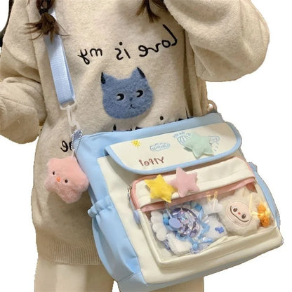 Women's Nylon Shoulder Small Fresh All-Match Pain Book-Carrying Large-Capacity Tote Bag Single Zipper Closure Student Crossbody