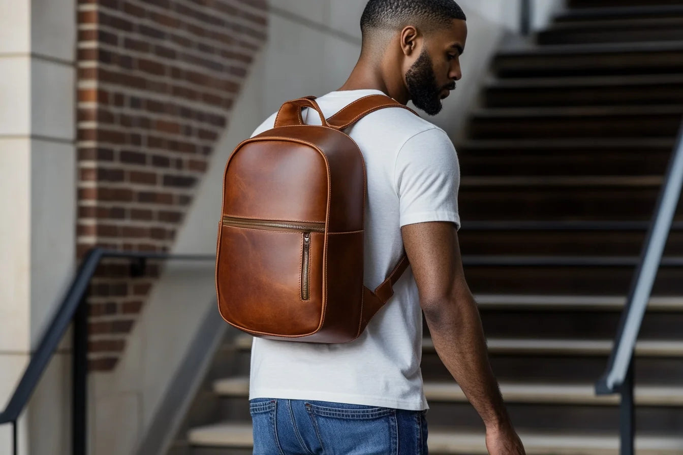 Real Leather Laptop Backpack Multi-functional Dark Brown Genuine Leather Backpack for Daily Use