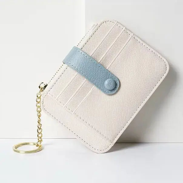 New Style Mini Keychain Wallet Short Length Coin Purse Creative Card Holder with Multi-Card Slots Polyester Lining