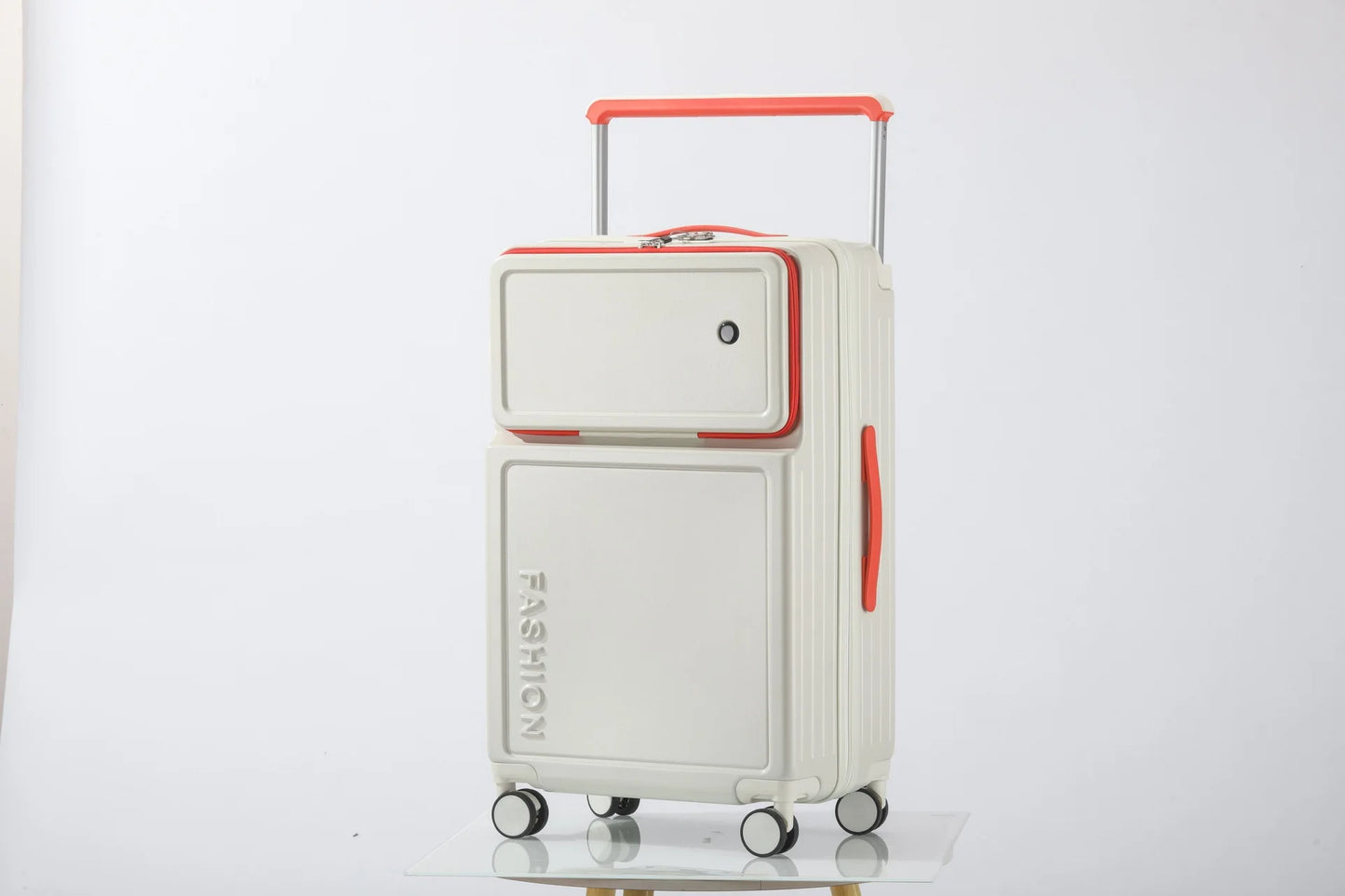 2025 New Large-Capacity Front-Opening Aluminum-Frame Spinner Suitcase ABS+PC Zipper Carry-On Luggage with Lock 20-28 Inch