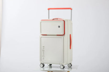 2025 New Large-Capacity Front-Opening Aluminum-Frame Spinner Suitcase ABS+PC Zipper Carry-On Luggage with Lock 20-28 Inch