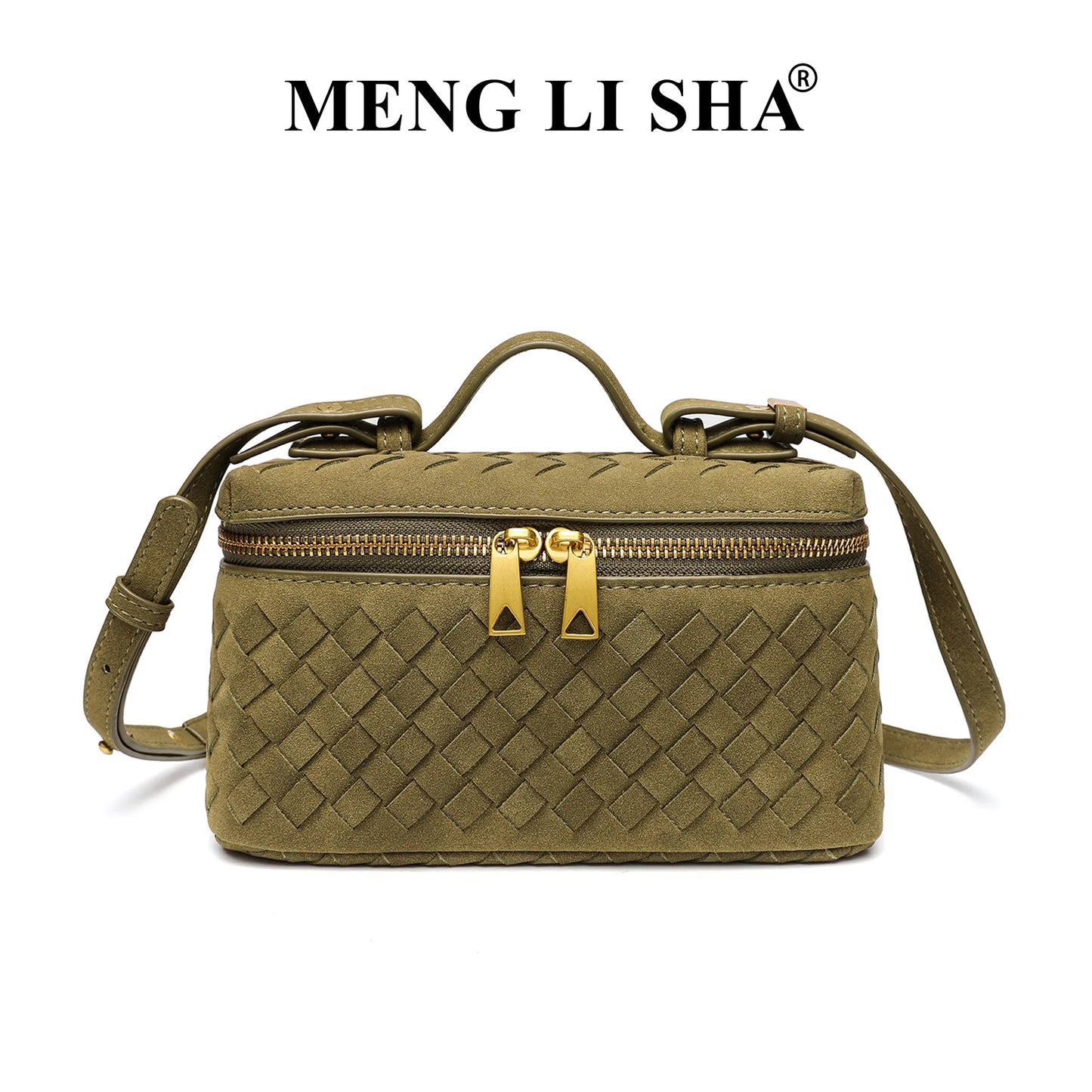 Cross-border Autumn Winter New Vintage Frosted PU Hand-woven Lunch Box Bag Fashionable Shoulder Crossbody Zipper Portable
