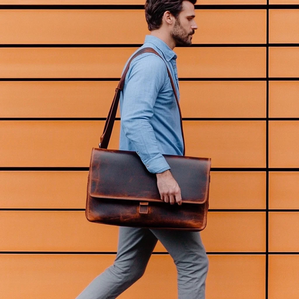 Male Genuine Leather Men's Shoulder Bag Crossbody Bag Leather Bag