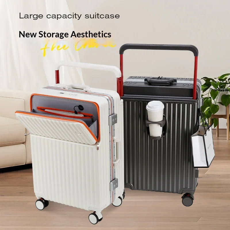 2025 New Unisex High-End Trolley Suitcase with Polyester Lining Waterproof Anti-Theft USB Interface Password Box