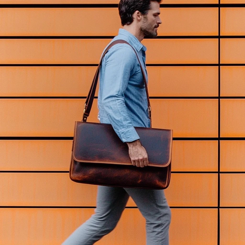 Male Genuine Leather Men's Shoulder Bag Crossbody Bag Leather Bag