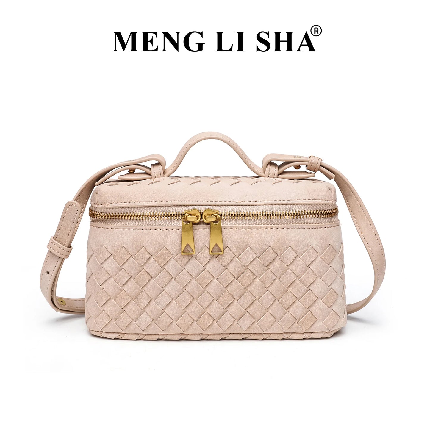 Cross-border Autumn Winter New Vintage Frosted PU Hand-woven Lunch Box Bag Fashionable Shoulder Crossbody Zipper Portable