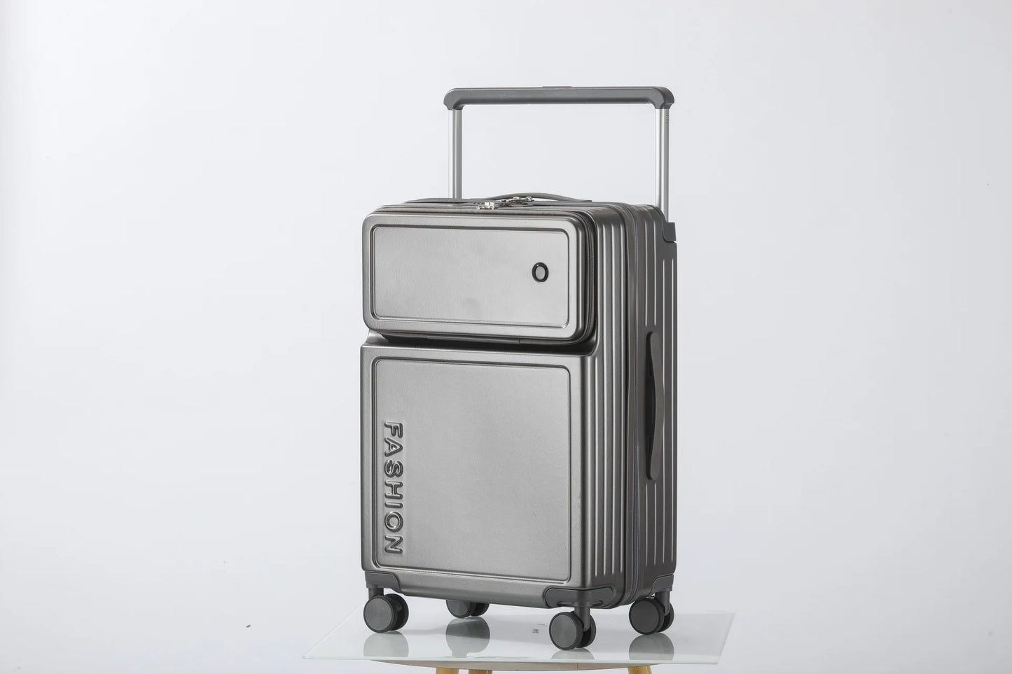 2025 New Large-Capacity Front-Opening Aluminum-Frame Spinner Suitcase ABS+PC Zipper Carry-On Luggage with Lock 20-28 Inch