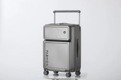 2025 New Large-Capacity Front-Opening Aluminum-Frame Spinner Suitcase ABS+PC Zipper Carry-On Luggage with Lock 20-28 Inch
