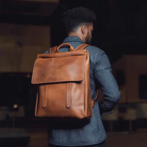 Hot Selling Premium Brown Genuine Leather Backpack Large Capacity Travel Bag Durable Men's Laptop Backpack