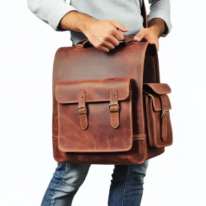Handmade High Quality Vintage Men's Genuine Leather Large Capacity Shoulder Bag Brown Crossbody Bag Men's Messenger Bag