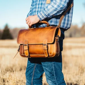High End Handmade High Quality Vintage Men's Genuine Leather Shoulder Bag Brown Crossbody Bag Men's Messenger Bag