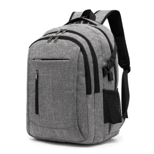 Men's Women's Waterproof Fabric Business Computer Backpack Multi-Functional USB Charging Schoolbag Anti-theft Zipper Fashionable