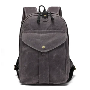 Vintage Style Men's Women's Outdoor Sports Backpack Waxed Canvas Waterproof Business Laptop Bag with Zipper Closure