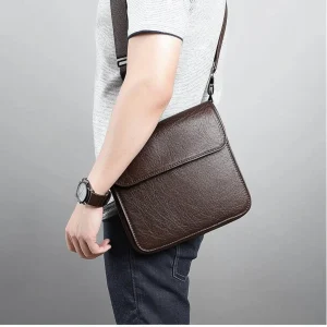 Multi-functional Leather Shoulder Bag Coffee Color Leather Messenger Bag Genuine Leather Cross Body Bag With Adjustable Strap