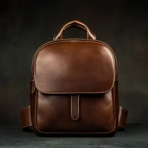 High Quality Dark Brown Real Leather Backpack Large Size Genuine Leather Laptop Backpack for Daily Use