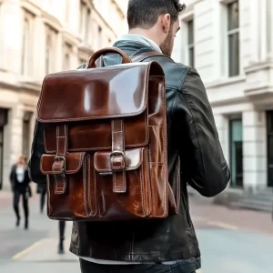 Genuine Leather Durable Backpack Large Multifunctional Big Size Laptop Backpack for Men
