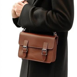 Hot Selling Dark Brown Leather Bag Versatile Genuine Leather Shoulder Bag Men's Work Bag With Durable Metal Buckle