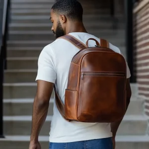 Classic Vintage Brown Men's Genuine Leather Backpack Business Backpack