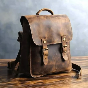Vintage Style Crazy Horse Leather Bag Large Size Laptop Organized Backpack Durable Genuine Leather Backpack for Men