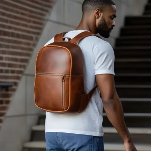 Real Leather Laptop Backpack Multi-functional Dark Brown Genuine Leather Backpack for Daily Use