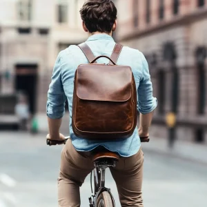 Fashion Style Design Full Grain Cow Hide High Quality Men Laptop Bag Genuine Leather Laptop Backpack for Men