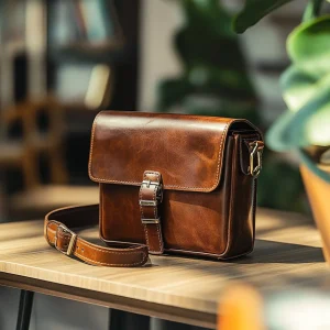 Brown Vintage Genuine Leather Bag Portable Cross Body Bag Versatile Leather Shoulder Bag for Men