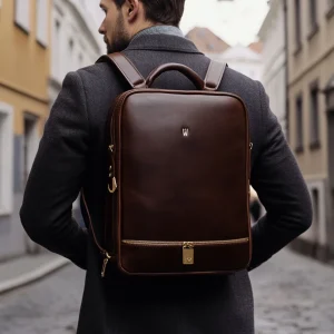 Fashion Style Design Full Grain CowHide High End Men Genuine Leather Laptop Backpack
