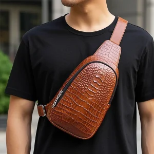 High Quality Croc Leather Sport Belt Bag Multifunctional Crossbody Fanny Pack with Crocodile Pattern