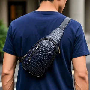 High Quality Croc Leather Fanny Pack Belt Bag PU Material Zipper Closure Crossbody Waist Pack and Shoulder Purse