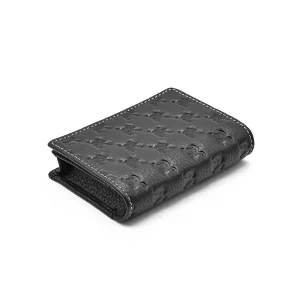 High End Black Genuine Leather Wallet Fashion Design Coin Case Embossed  Business Card Holder for Men