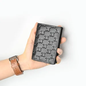 New Design Luxury Pebble Leather Small Business Card Holder Card Case Mini Business Holder