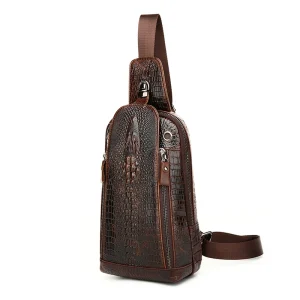 High Quality Luxury Crocodile Skin Cross Body Bag   Nylon Strap Shoulder Bag With Metal Zipper