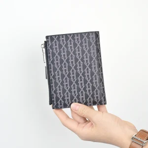 Fashion Design Men's Wallet Black Genuine Leather Card Holder Large Wallet for Men With 7 Slots for Credit Cards