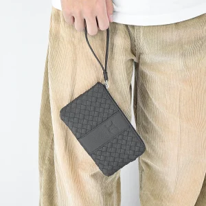 Trending Men's Real Leather Wallet Business Card Holder Woven Leather Money Bag With Cotton Lining