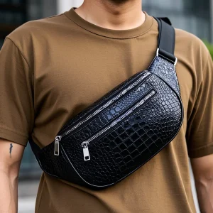 High Quality Croc Leather Casual Rock Crossbody Waist Bag Personalised Sports Fanny Pack